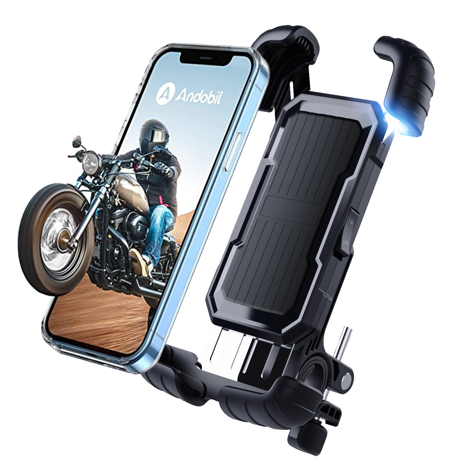Soporte universal para teléfono para motocicleta, impermeable, con cubierta  para lluvia, rotación de 360°, para espejo retrovisor de motocicleta