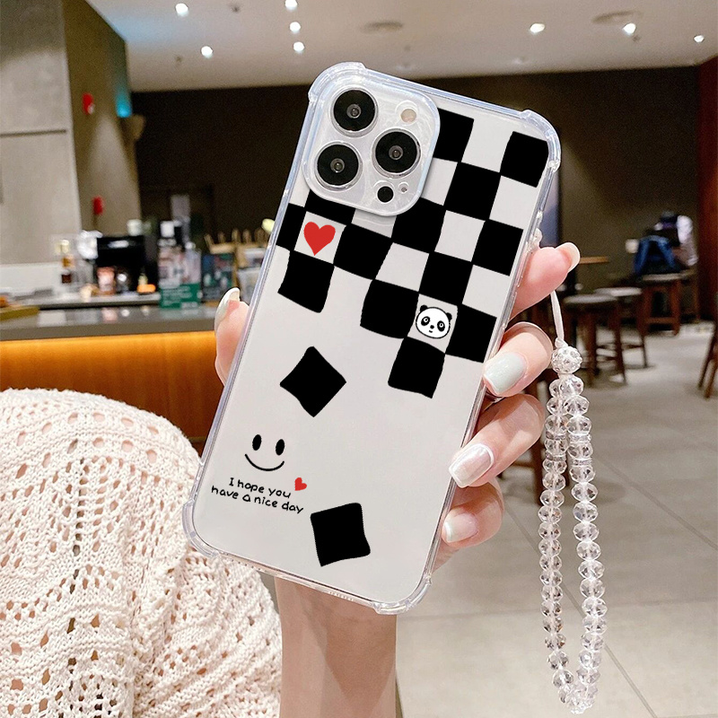 Luxury Chessboard Grid Love Heart Clear Phone Case For iPhone 13 12 11 Pro  Max Mini X XS XR 7 8 Plus SE Thin Soft Silicone Cover - AliExpress