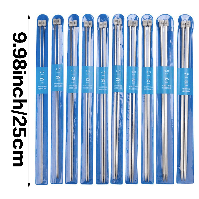 25cm Straight Knitting Needles For Kids And Adults Beginners, 7 Pairs  Single Point Knitting Circular Needles 4.0mm To 10mm For Scarf Knitting Diy  Home