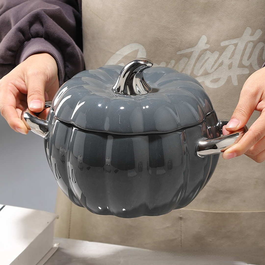 Kitchen Halloween Party Holiday Decorations Creative Cute Pumpkin Bivalve  Pot Large Crock Pot with Lid Liner Ceramic Tableware - AliExpress