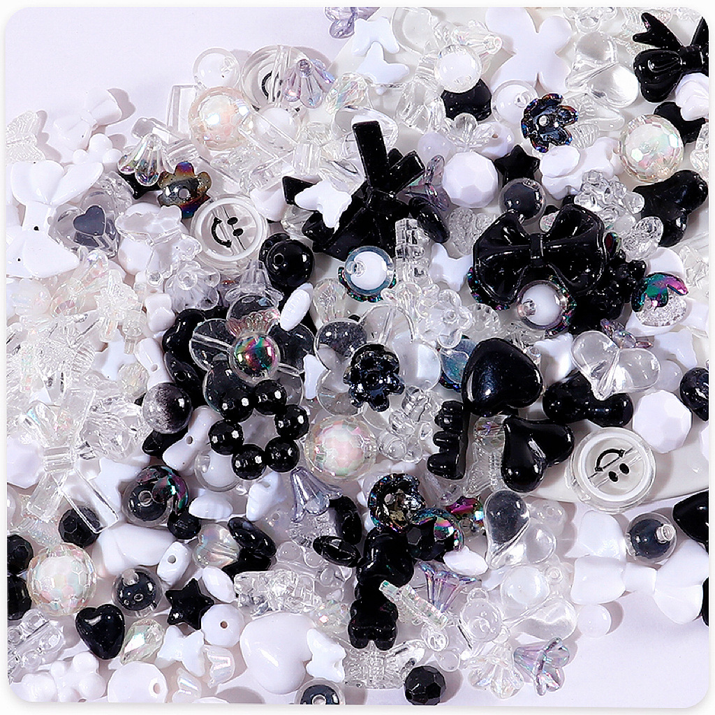 50g Mixing 8 Style Acrylic Beads Smile Heart Flower Loose Beads