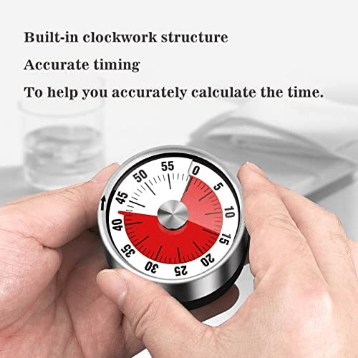 Kitchen Timer, 60 Minutes Mechanical Timer Clock,Kitchen Cooking Timer  Clock with Bell Alarm Clock,No Battery Needed, Easy to Read Operate (White)