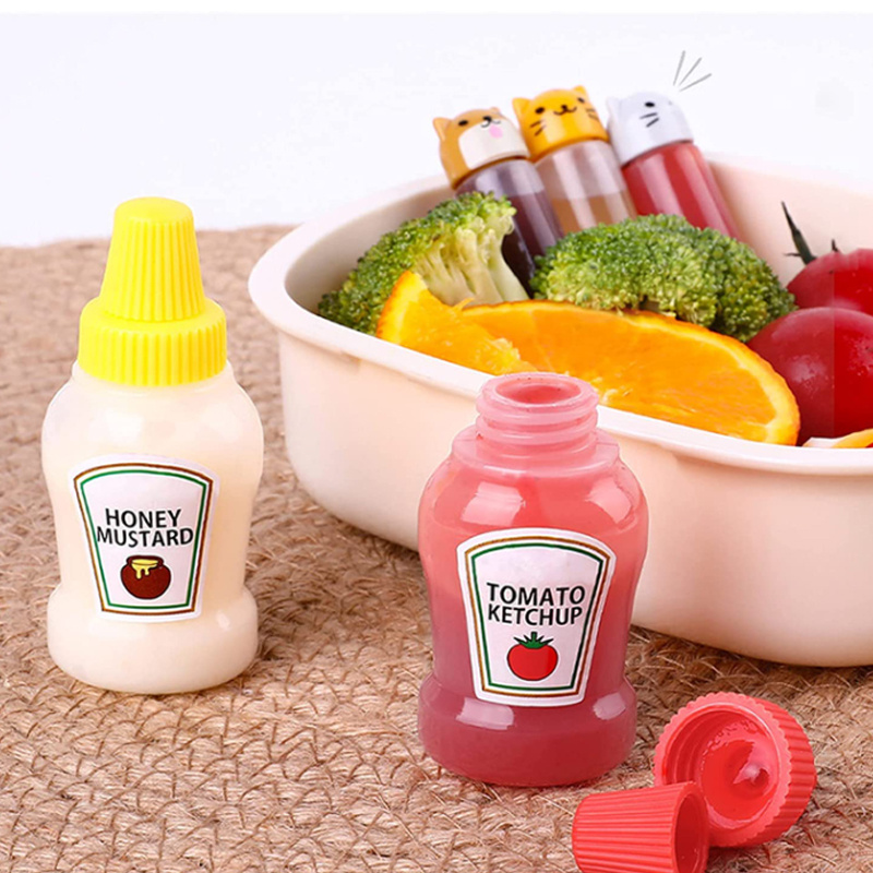 1Piece Mini Sauce Bottle Box Cartoon Fruit Fork Food Choice Heart
