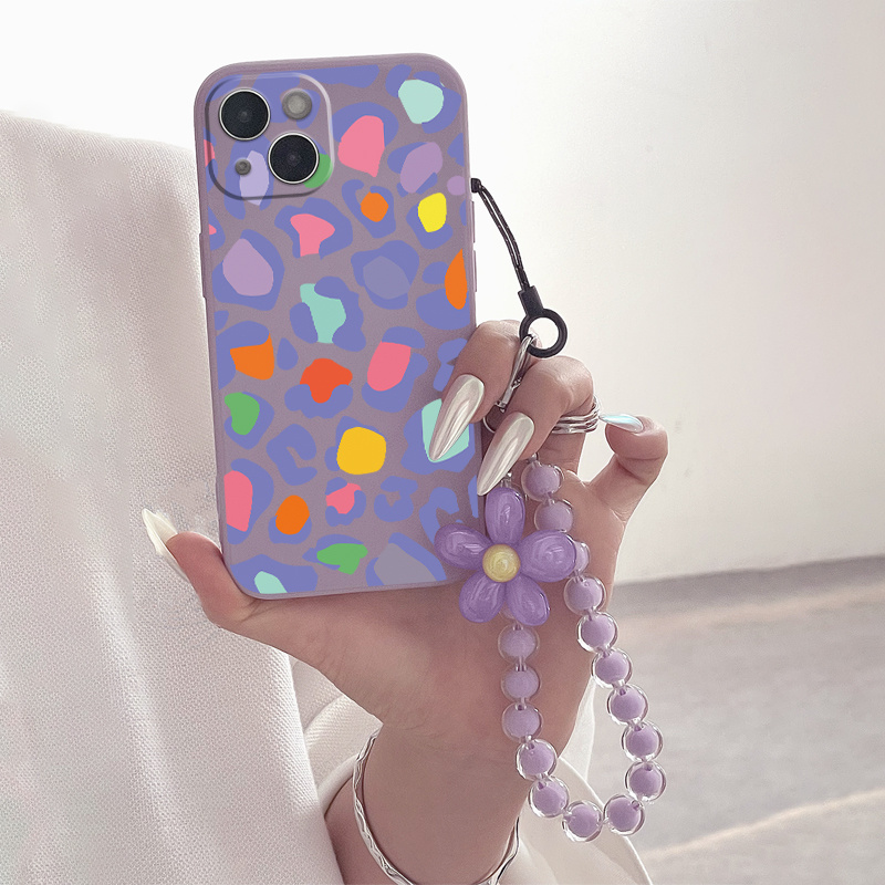 

Sparkle And Shine: Irregular Graphics Phone Case With Beaded Lanyard For All Iphone Models