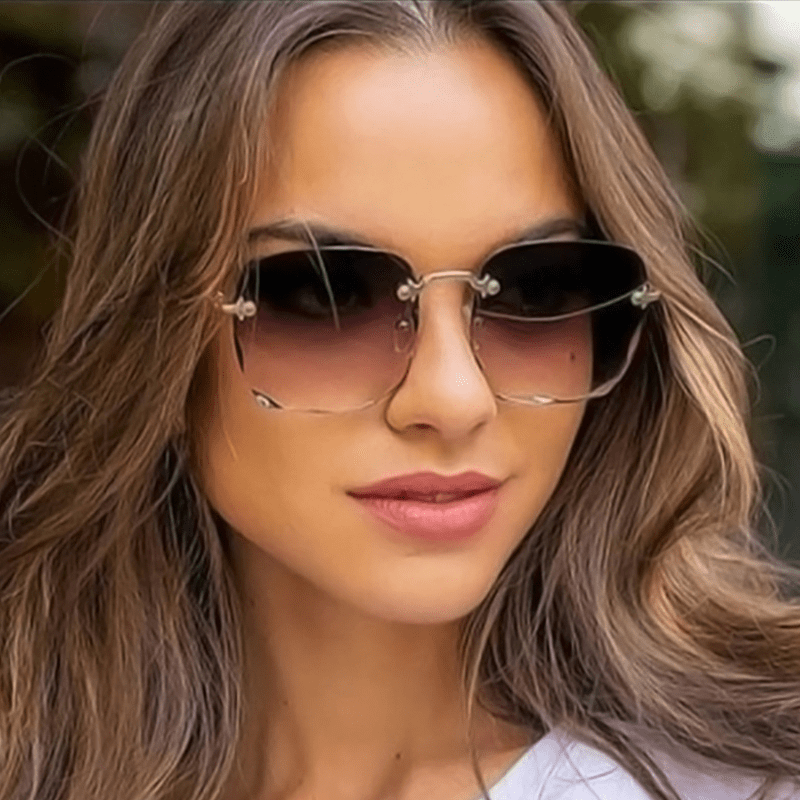 Square Woman Brand Designer Fashion Rimless Gradient Sun Glasses Shades Cutting Lens Ladies Frameless Eyeglasses Goggles Y2k,Eye Glasses,Steampunk