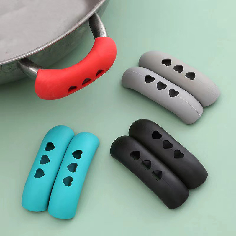 1pc Heat Resistant Silicone Handle Cover For Pan, Cast Iron Skillet,  Non-slip Pot Grip Sleeve, Kitchen Cookware Utensils Anti-hot Handle Holder,  Thickened Material