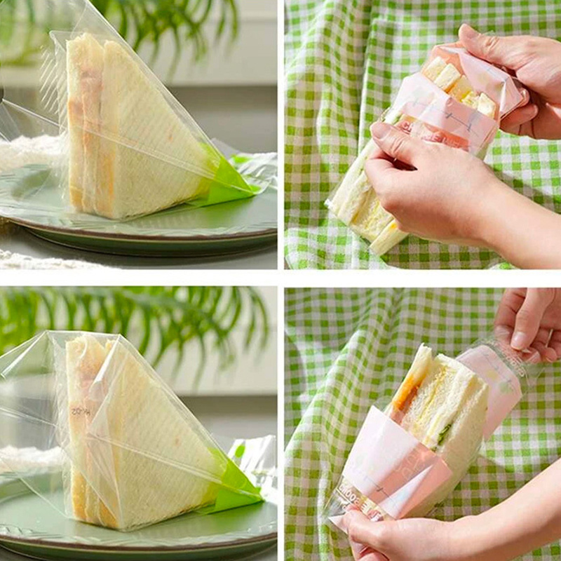 100 Transparent Sandwich Bags for Cakes and Bread, Disposable Packaging