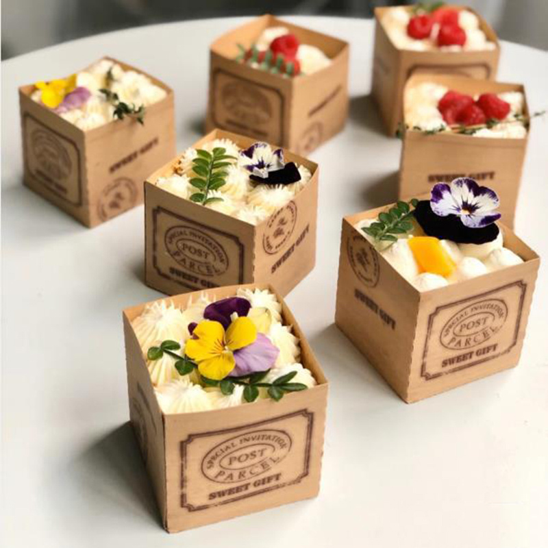 Square Muffin Cups, Disposable Kraft Paper Cupcake Cups, Exquisite