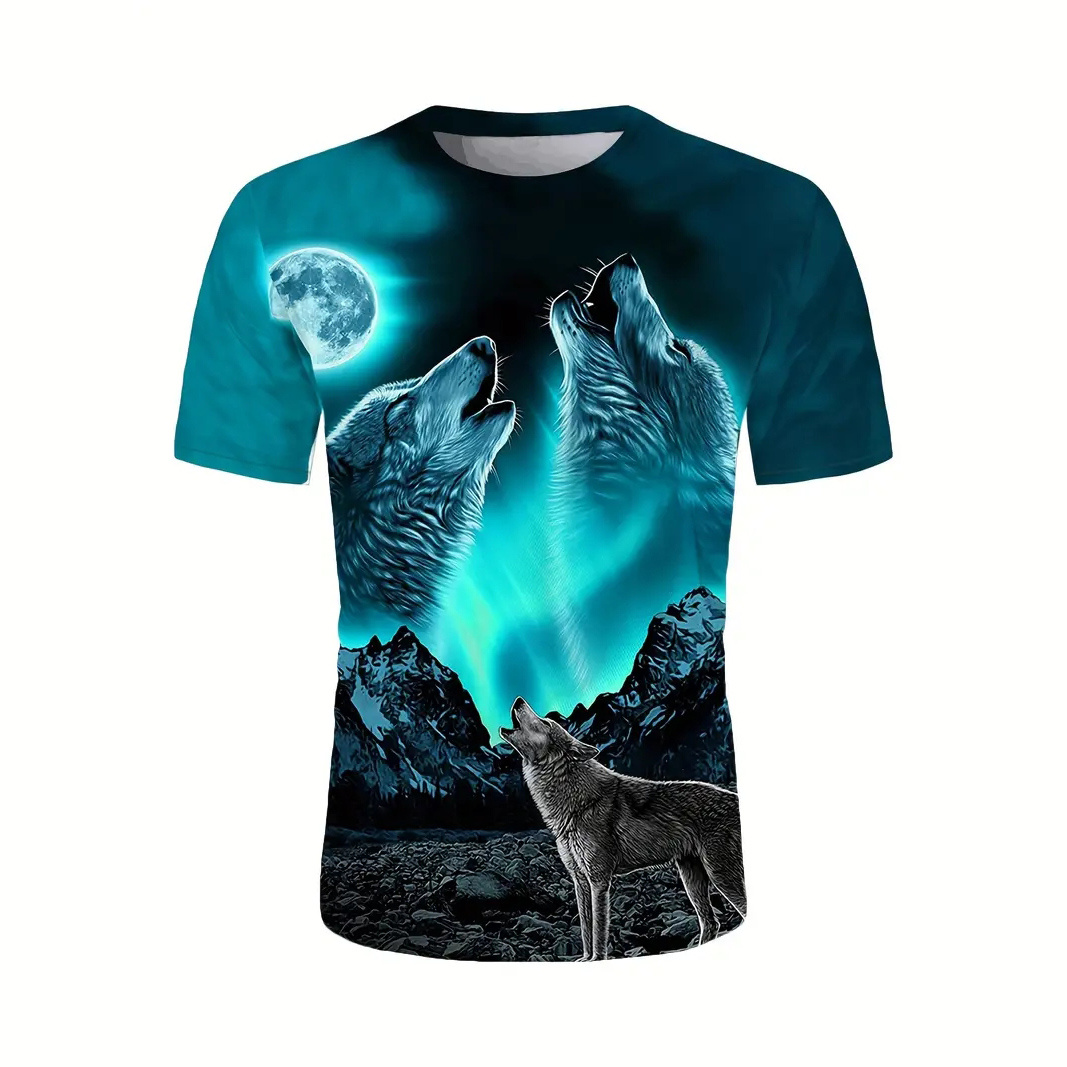 

3d Print Men's T-shirt For Summer Outdoor, Casual Slight Stretch Crew Neck Tee Short Sleeve Graphic Stylish Top