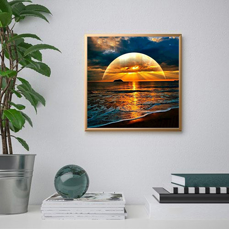 1pc 29 97x29 97cm 39 88x39 88cm 5d Diy Diamond Painting Sunset By The ...