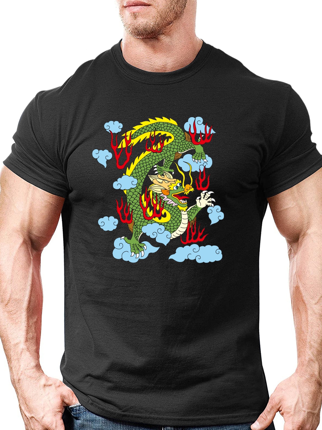 t shirt hommes motif dragon style chinois tee shirt Temu Switzerland