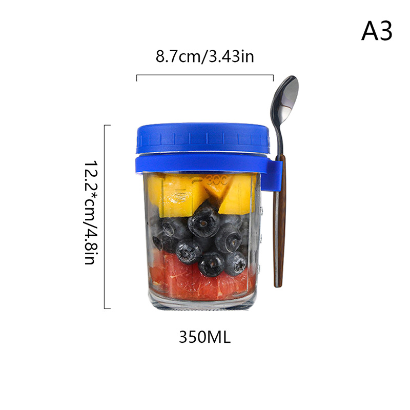 Overnight Oats Jars Milk Fruit Salad Food Storage Container Glass Breakfast  Cup with Lid and Spoon Mason Jars Kitchen Item