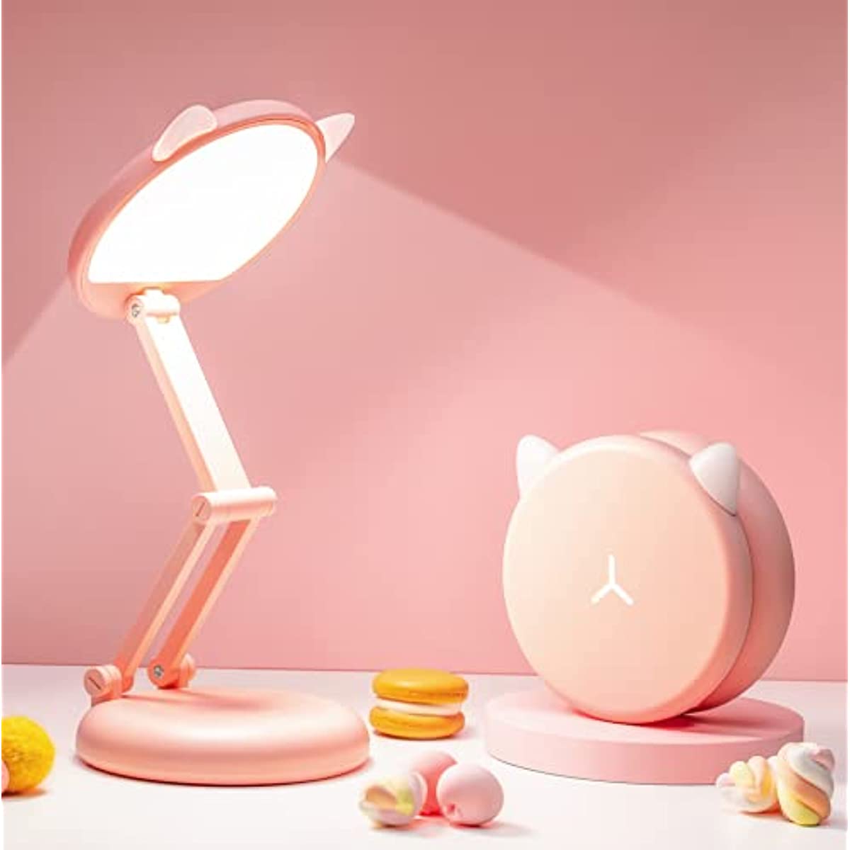 1 lampada da scrivania carina, lampada rosa accessori da scrivania Kawaii,  8 luminosità lampada carina lampada gatto accessori Kawaii, accessori da