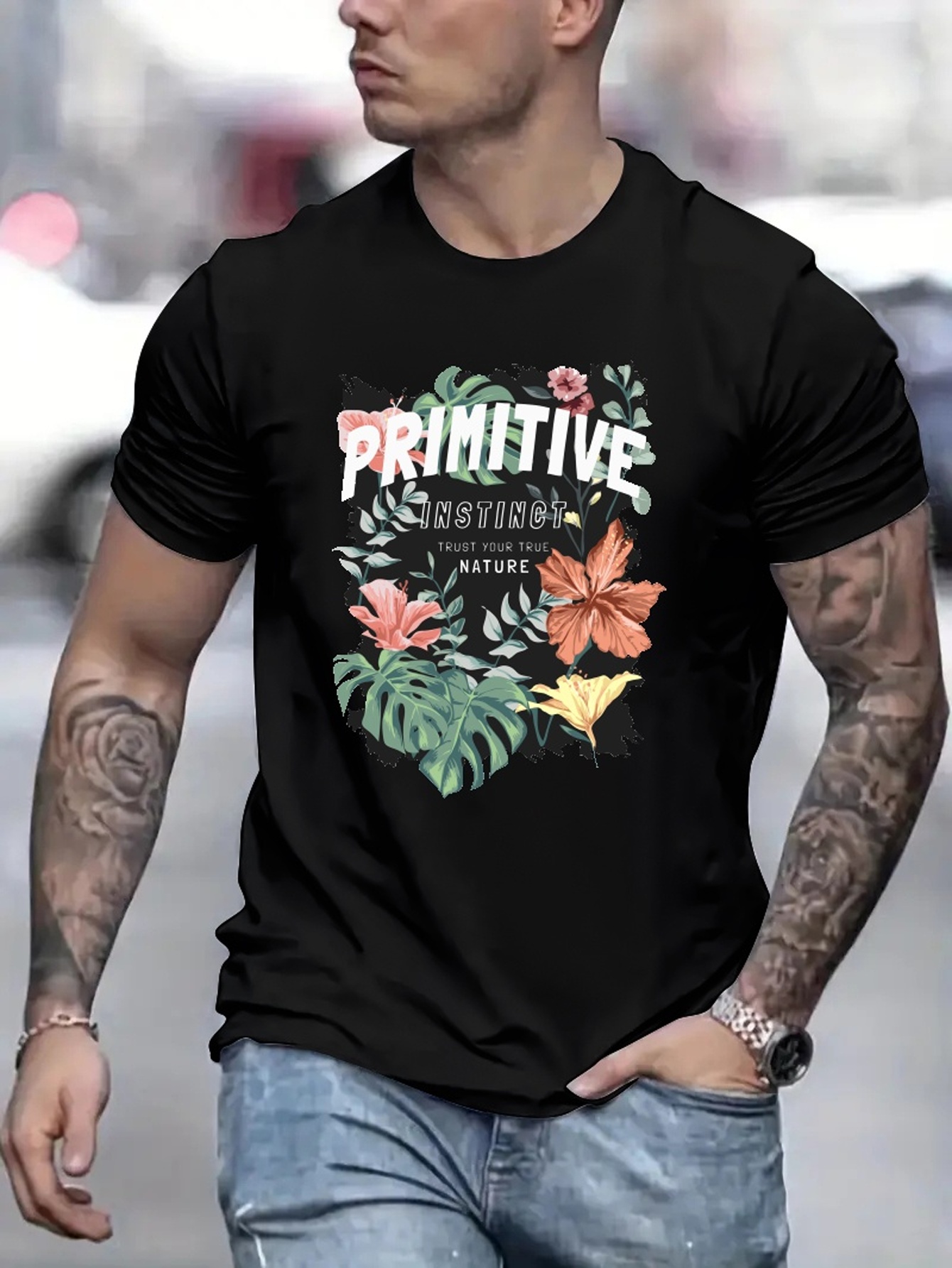 Truth Printed Floral T-shirt in Gray for Men