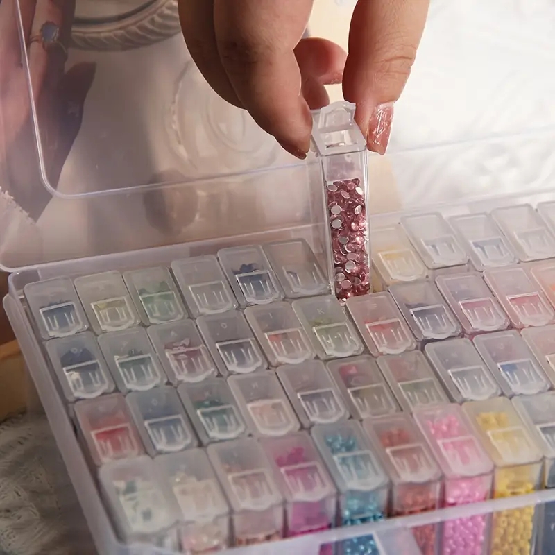 Shulemin 42-Cell Diamond Painting Tools Container Beads Storage Box DIY  Button Organizer-White