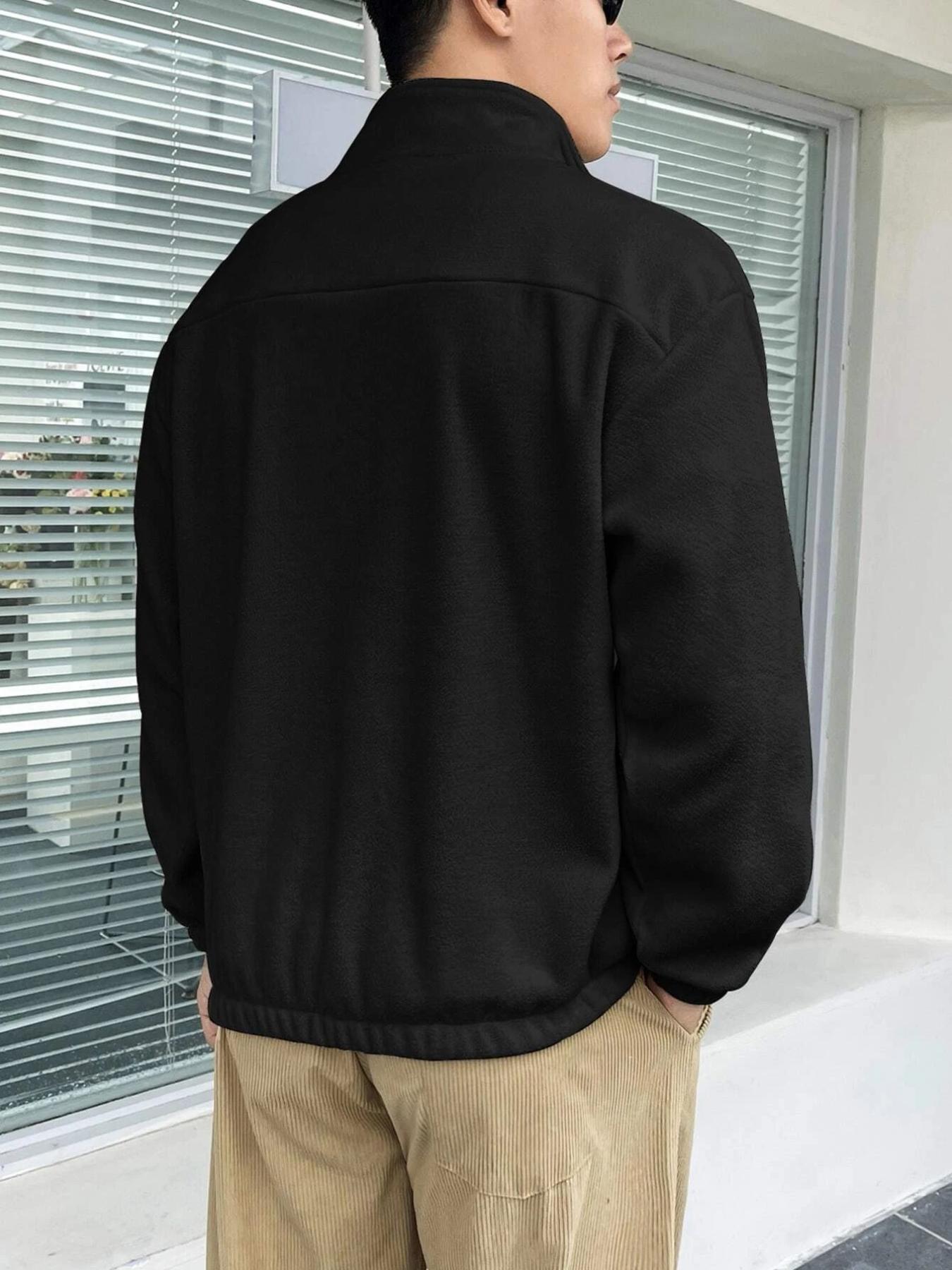 Men's Trendy Stand Collar Half-zip Long Sleeve Sweatshirt, 