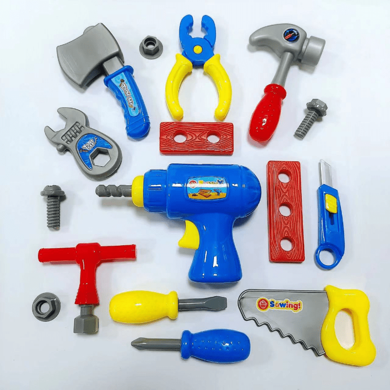 Juego de herramientas para niños - Juego de herramientas para niños  pequeños con motosierra de juguete, taladro de juguete eléctrico,  herramientas de