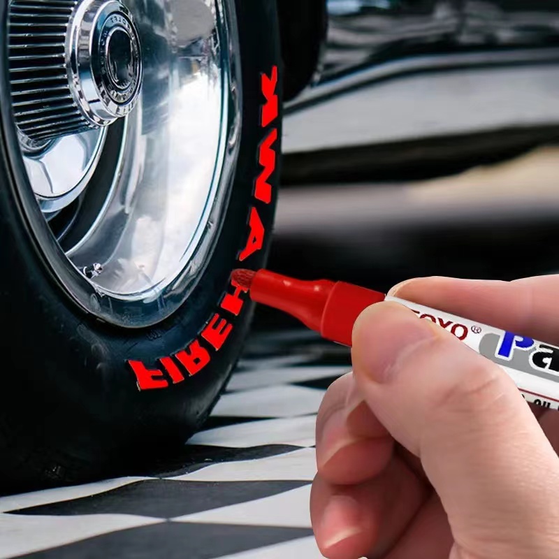 Tinta para neumáticos, lápiz de pintura para neumáticos de coche,  permanente y resistente al agua, apto para túneles de lavado (2 bolígrafos,  blanco)
