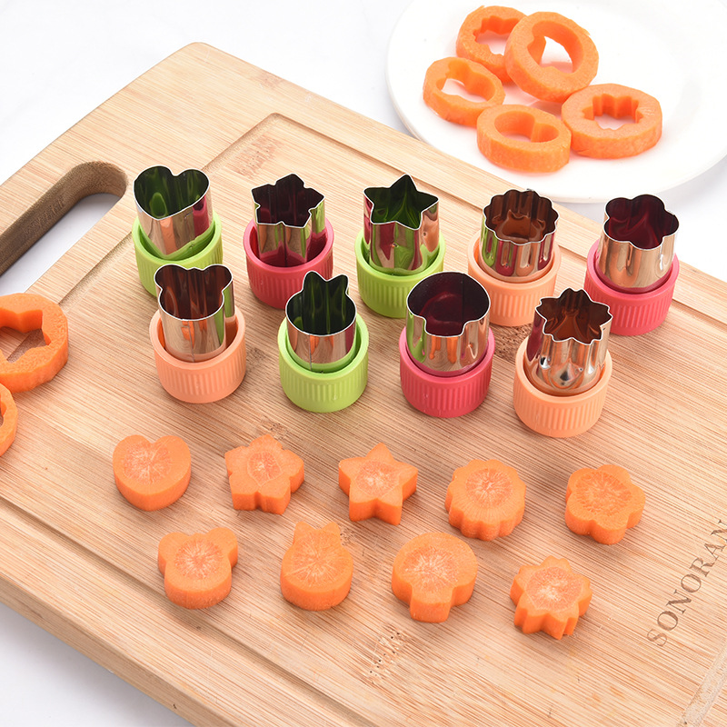 3pcs colorful stainless steel fruit vegetable cutter set with       snacks   cookie mold with fancy printing capabilities details 1