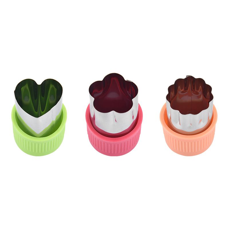 3pcs colorful stainless steel fruit vegetable cutter set with       snacks   cookie mold with fancy printing capabilities details 7