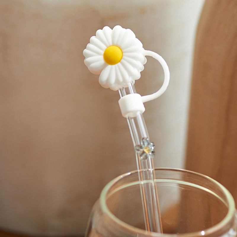5/1pcs Cute Flower Straw Cover Silicone Straw Tips Drinking Dust Cap  Reusable Splash Proof Plugs