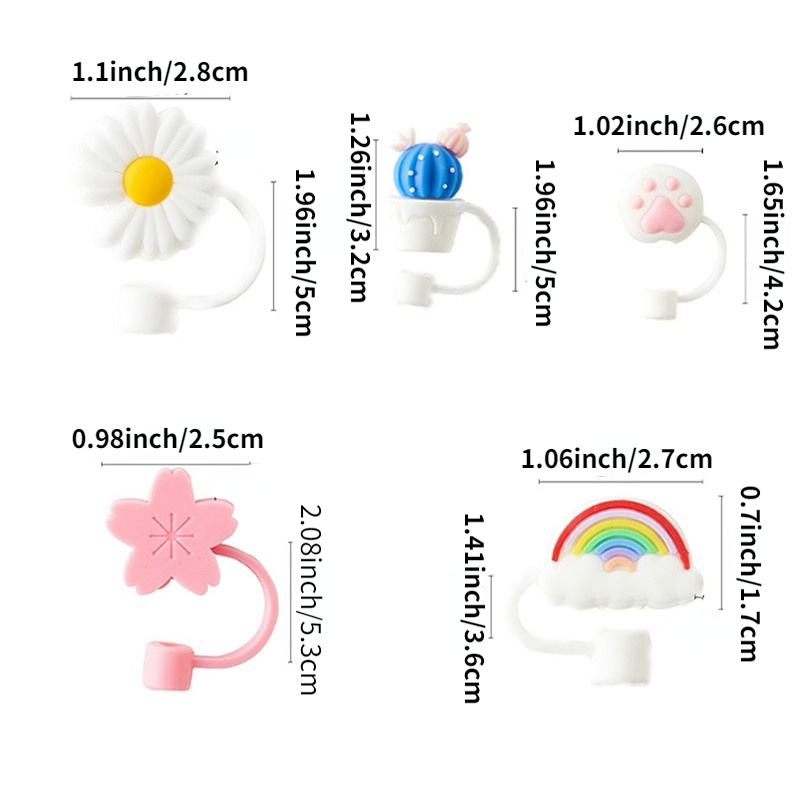 Reusable Universal Silicone Straw Tips Cover, Portable Cute Straw Dust Caps,  Creative Drinking Straw Plug, Airtight Seal Splash Proof 