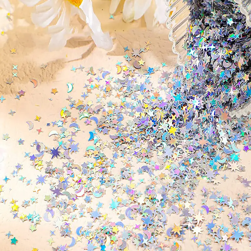 1pc,Star Moon Confetti Iridescent Metallic Glitter Foil Confetti For  Birthday Anniversary Wedding Graduation Party Bachelorette Party Baptismal  Party
