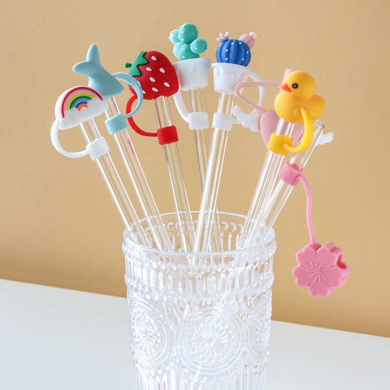 1PCS PVC New Straw Cap Sweet Style Straw Topper Drinking Dust Cap Splash  Proof Plugs Cover Creative Cup Decorations Accessories