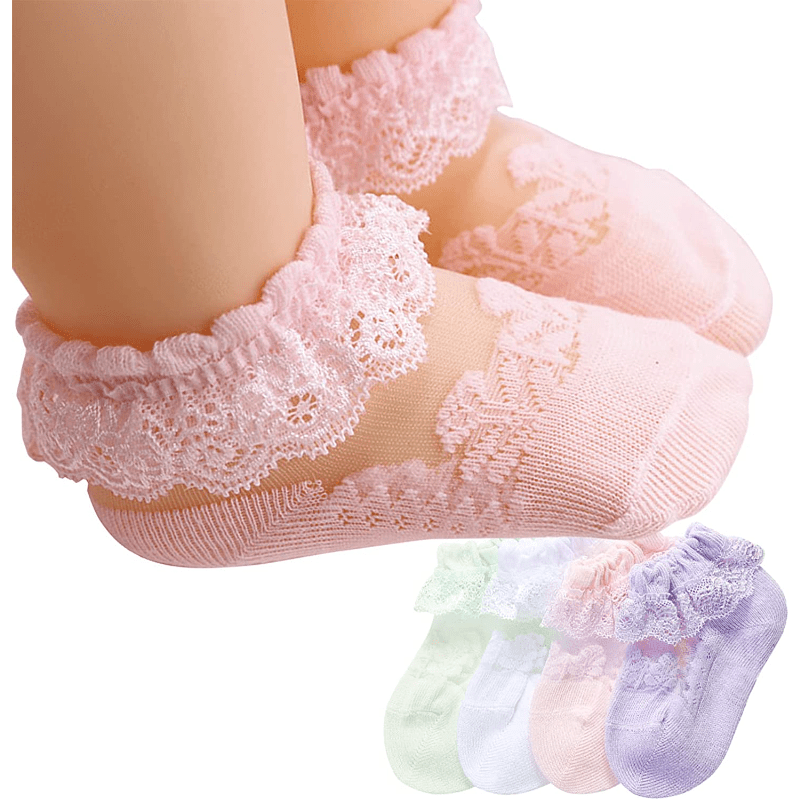 Toddler Baby Girls Frilly Socks, Soft Lace Ruffle Socks Kids Cute Summer  Mesh Socks,3 Pairs