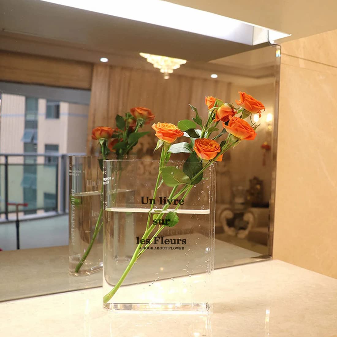 Boîte à fleurs en acrylique transparent, vase à fleurs rectangulaire  transparent, vase