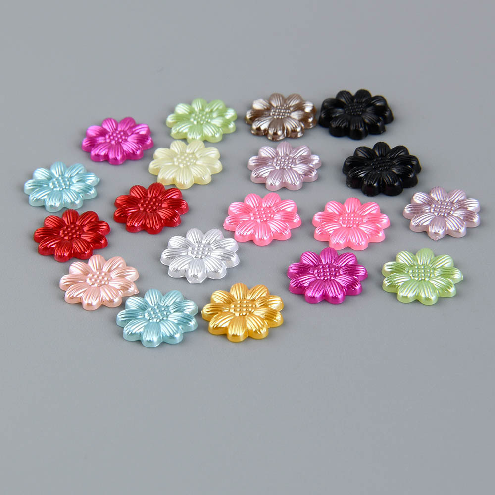 No Hole Sunflower Beads Imitation Pearls Flat Beads Making - Temu