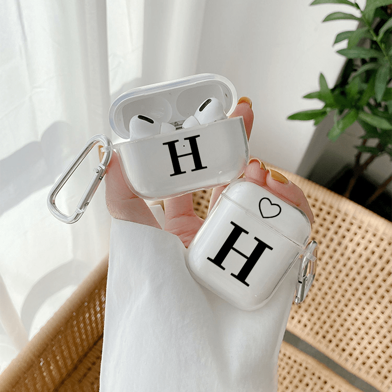 Letter H & Heart Graphic Pattern Earphone Clear Case For Airpods1