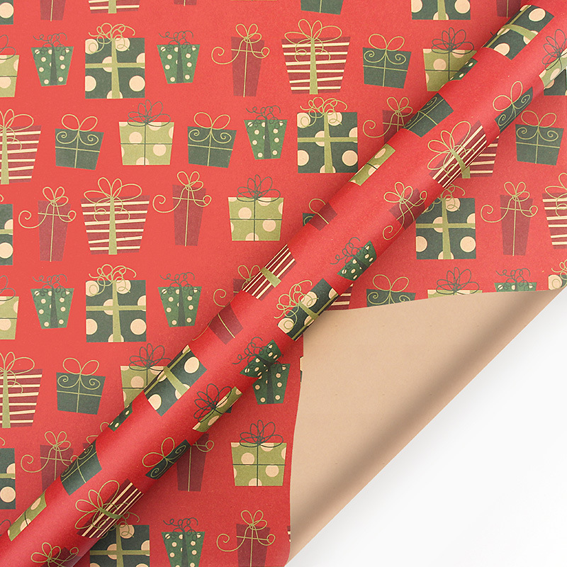 Christmas Wrapping Paper, 6 Sheets Thick Kraft Gift Wrapping Paper