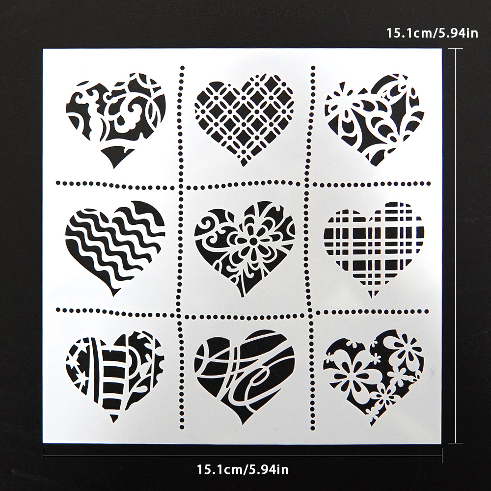 The Love Of Line Elements Is Distributed In The Nine Grid Diy Stencils Wall  Painting Scrapbook Coloring Embossing Album Decorative Paper Card Template  - Temu Australia