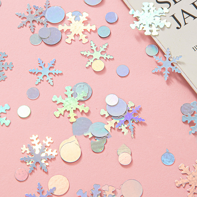300 Pcs Winter Baby Shower Table Confetti Glitter Snowflake Confetti Silver  White Table Decorations Paper Sprinkle Party Decorations for Baby Shower