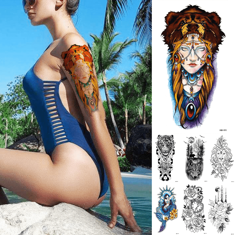 Waterproof Wolf Beast Blonde Beauty Temporary Tattoo Sticker Body Art Arm Women Men