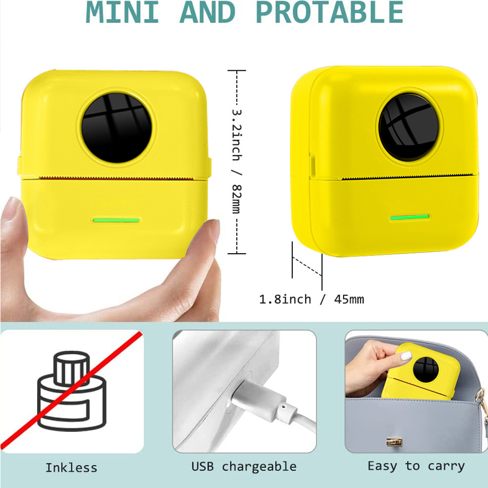 Mini imprimante portable Bluetooth sans encre poche thermique