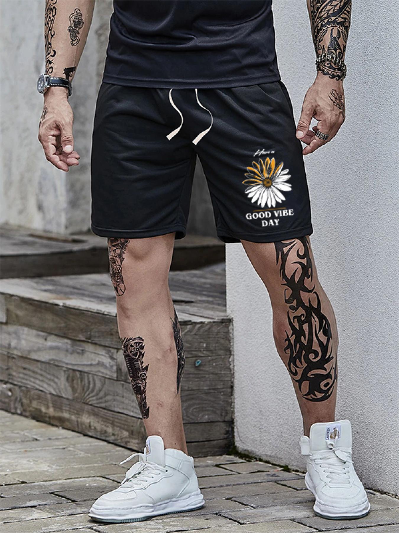 Comfy Drawstring Shorts, Men's Casual Stylish Letter Solid Color Slightly  Stretch Elastic Waist Shorts For Summer - Temu