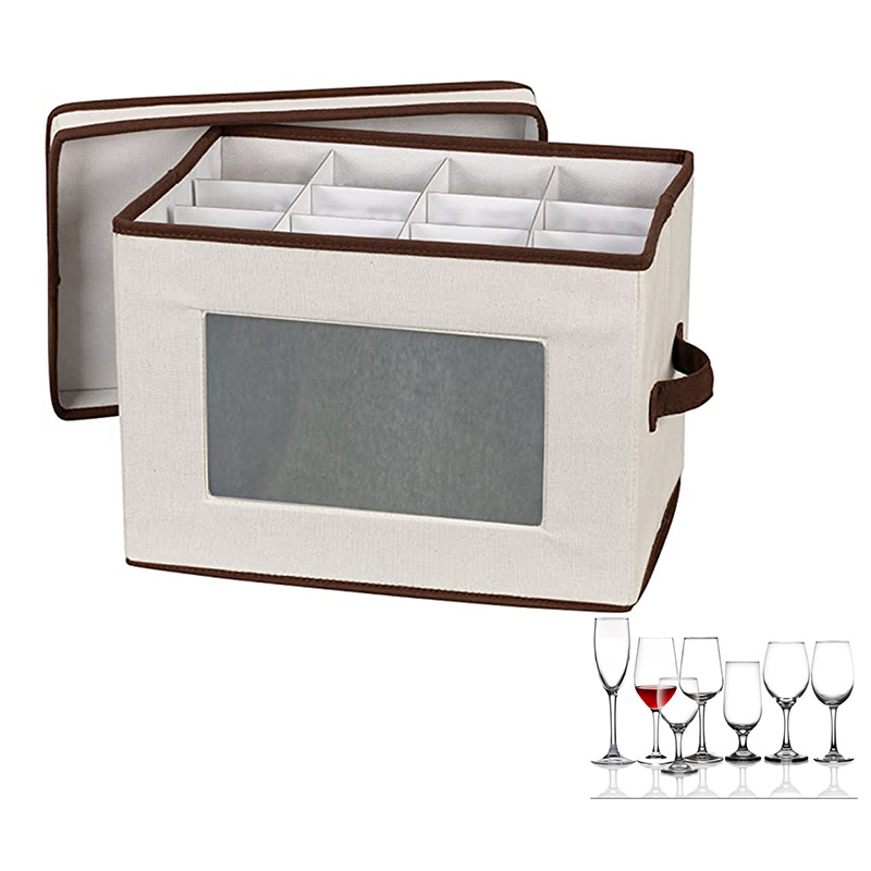 Caja de almacenamiento de copas de vino con divisores – Cajas de  almacenamiento acolchadas y apilables, servicio de 12 recipientes de  almacenamiento