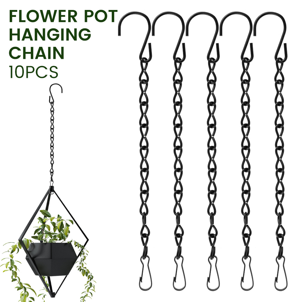 Hanging Chains, Black Metal Chain with Hooks for Planters, Bird