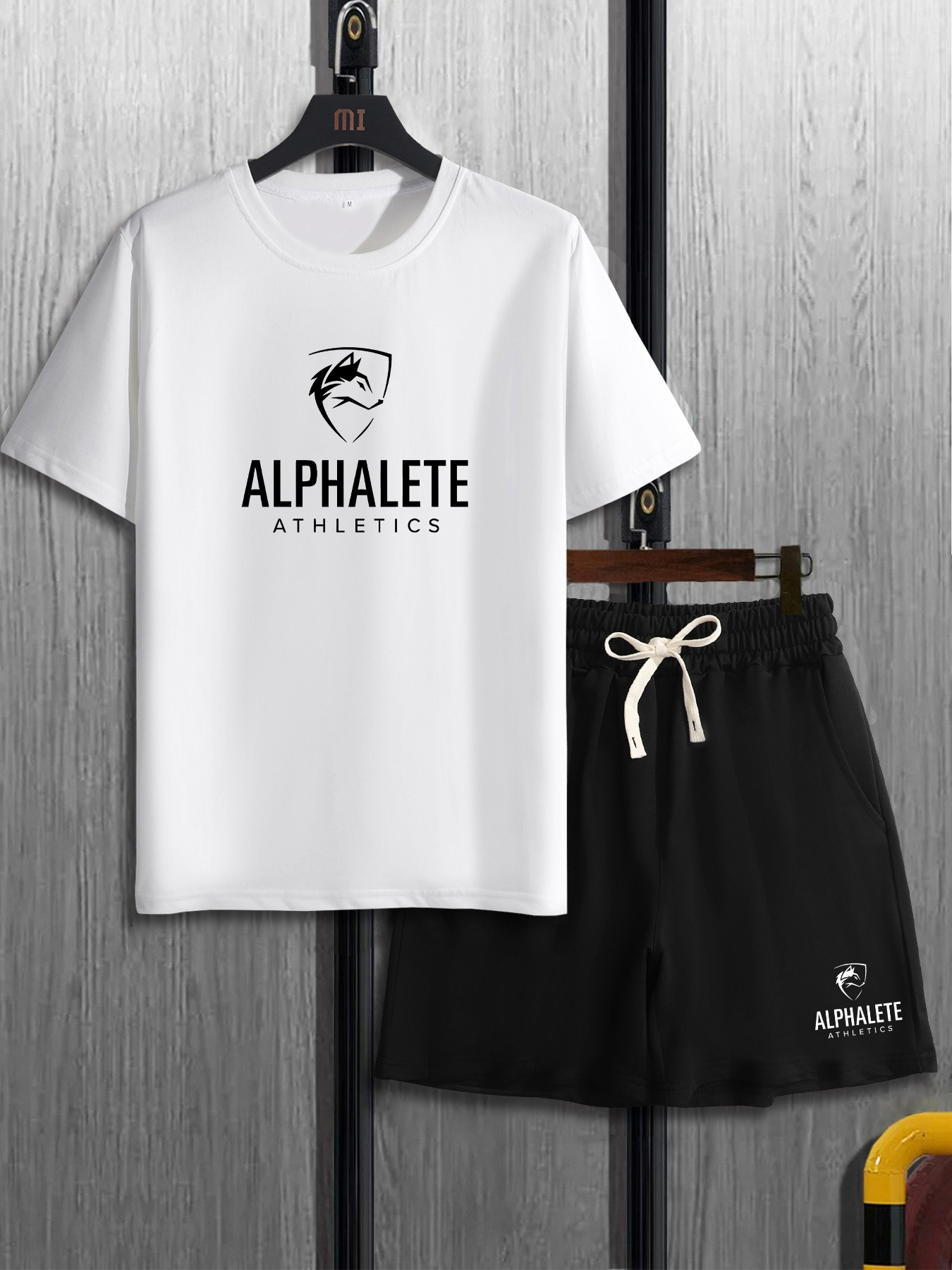 Alphalete Athletics Print Mens 2pcs Casual T Shirt Loose - Temu