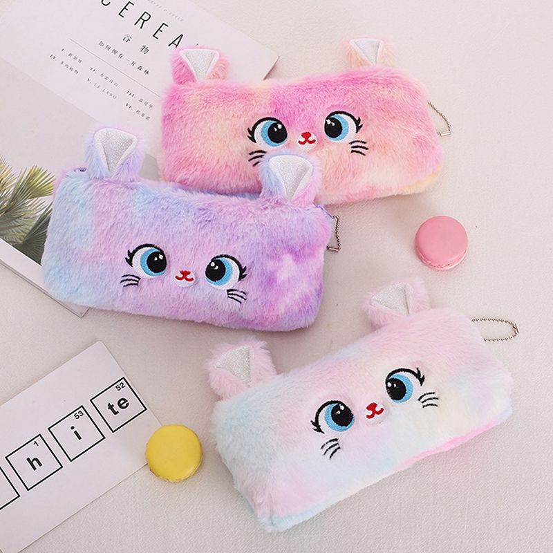 Cute Pink Pencil Pouch Pen Bag for Girls Kawaii Stationery Large
