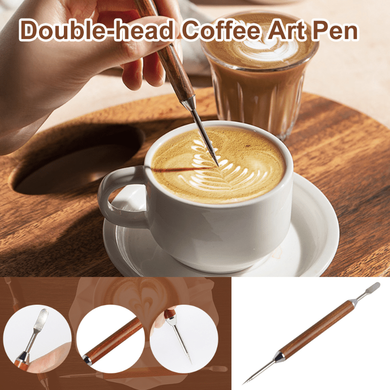 1pc Stainless Steel Coffee Art Pen Wood Handle Latte Needle Barista Tool  Coffee Cappuccino Latte Decorating Kitchen Tool Coffee Accessories, Buy  More, Save More