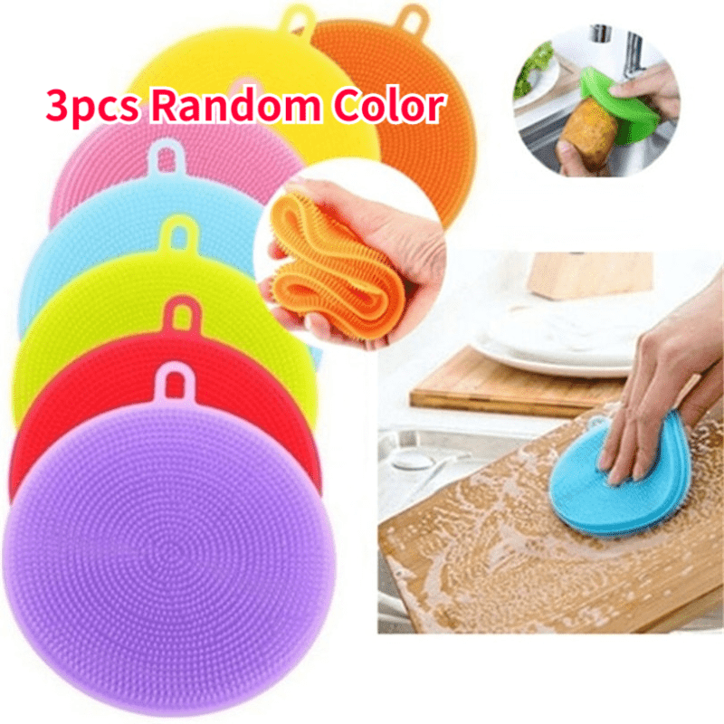 3-Pack Silicone Dish Sponges - Multi-Functional Kitchen Scrubbers