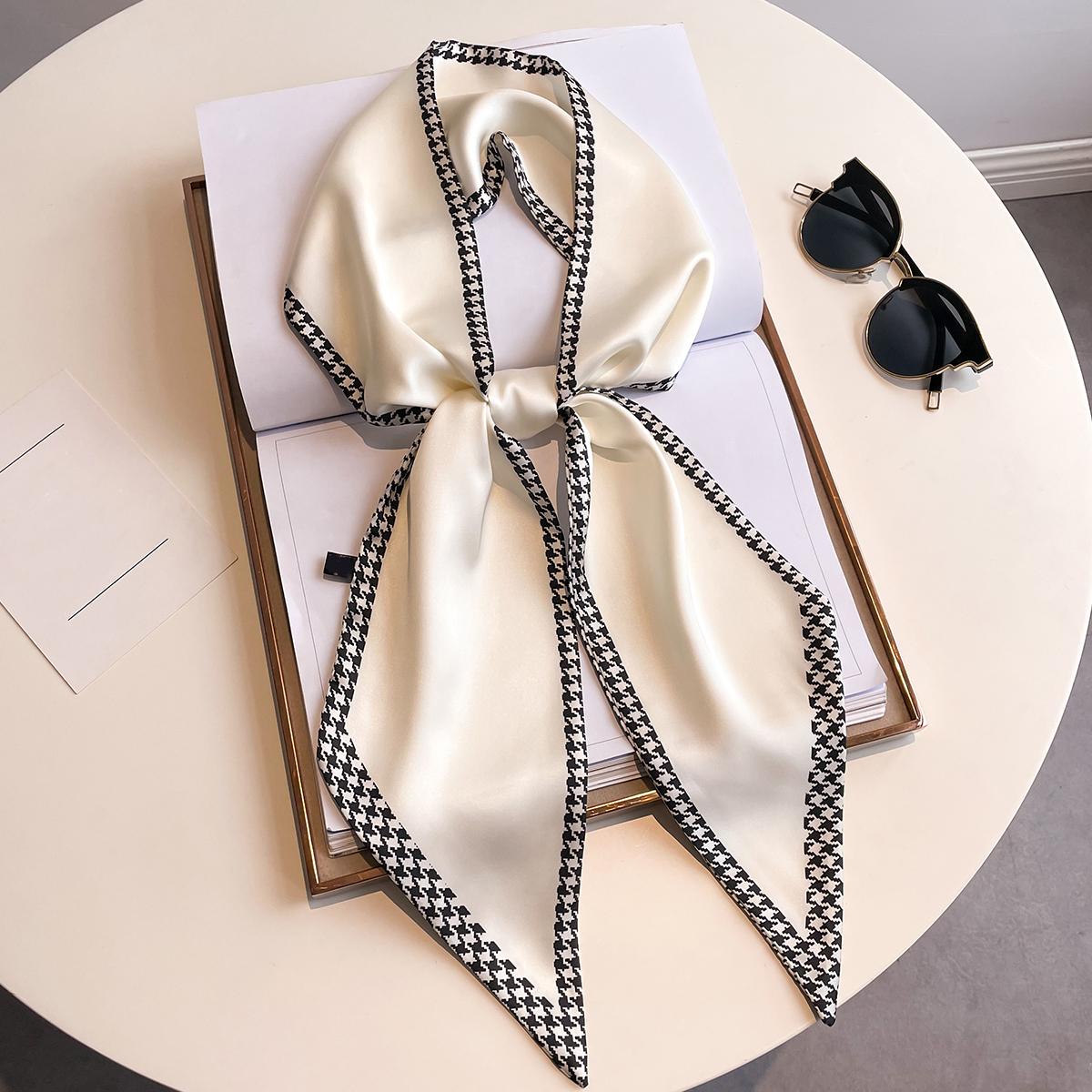 Long Silk Scarf Narrow Neckerchief Scarves Bag Handle DIY Hair Ties Band  Letter