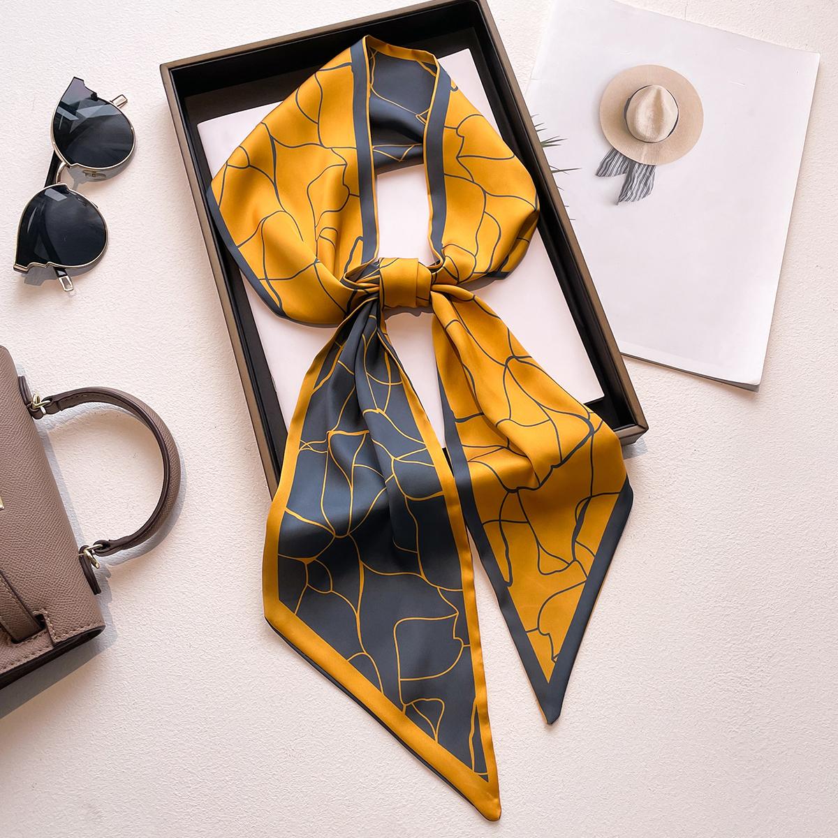 2PCS 35 Colors New Slender Tie Bag Handle Skinny Scarves Small Ribbon  Decorative Scarf Bag with Ladies Head Narrow Long Scarf