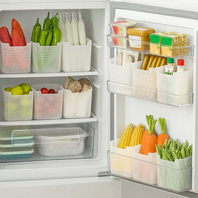 fridge side door storage containers refrigerator organizer box durable plastic storage bins for fridge counter cabinet kitchen organization food storage 7