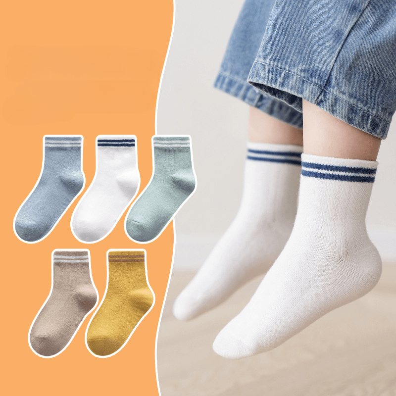 Boys Kids Breathable Comfy Crew Socks Casual Plain Color - Temu