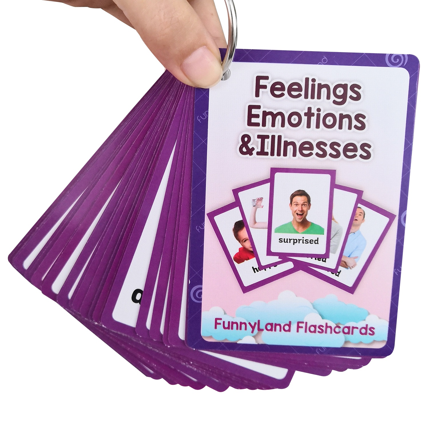 15 Cards Emotion Feeling English Learning Words Flash Cards - Temu