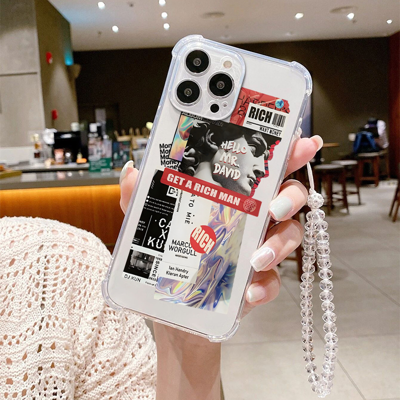 Graphic Printed Phone Case With Lanyard For Iphone 14 13 12 11 X